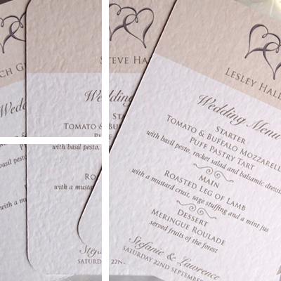 Individual menu wedding
